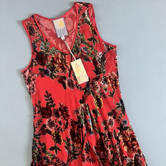 NWT Johnny Was Bias Bobcat Forest Silk Blend Red Floral Maxi Dress - Picture 7 of 11